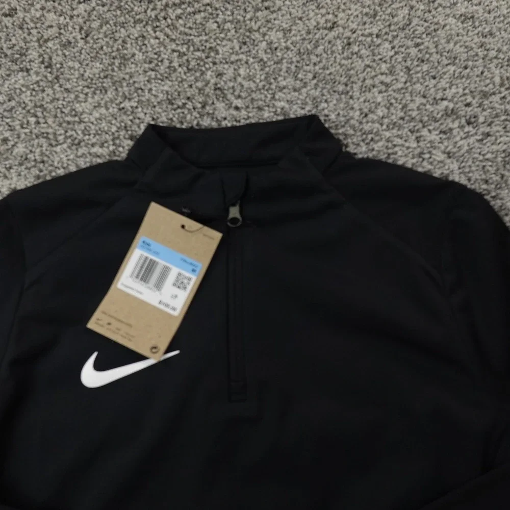 NEW Nike Pullover Kids M Black Storm FIT 1/4 Zip Soccer Football Water Resistant